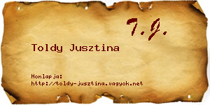Toldy Jusztina névjegykártya